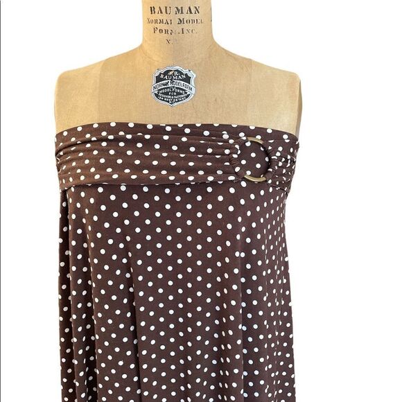 Brown and Cream Polka Dot Dress or Maxi skirt size Medium Petite - Picture 6 of 9